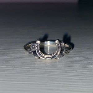 James Avery Sterling Silver  Floral Horseshoe Ring size 10